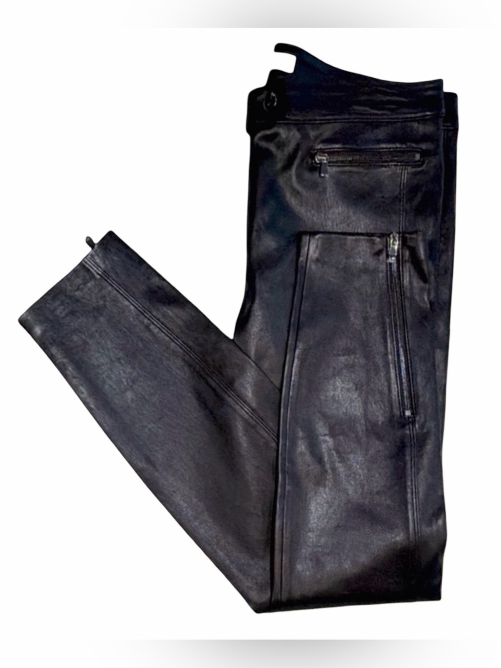 Sentaler 100% Leather Skinny Jeans | 8 | Black Designer Zip Ankle Luxe Pants